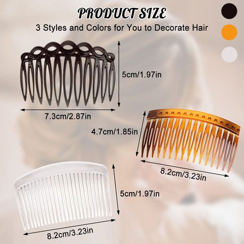 18 Pieces French Side Combs Plastic Side Hair Twine Decorative Comb with Teeth Hair Combs Hair Clips Accessories for Women Bride Wedding Veil Girls Thick and Fine Hair