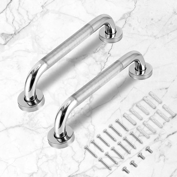 2 Pack 30cm Grab Bars for Elderly for Wall, Anti Slip Bathroom Grab Bars for Seniors, Bath & Shower Grab Bars for Seniors, Handicap Grab Bars for Bathroom, Safety Bars for Showers and Walls