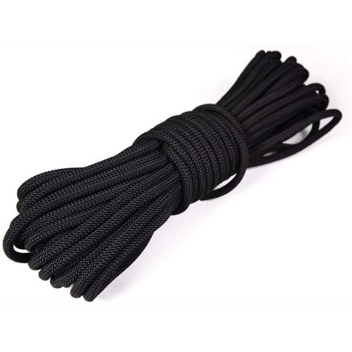 KuTi Kai 20M(64FT) Nylon Rope,Climbing Traction Tying Powerful Rope,Multi-functional Thick Tarp Hanging String for Gardening Design,Wedding,Fishing,DIY and Bundling(Black, 4MM)