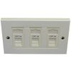 Cat 5e 3 Way Triple Data Network Outlet Kit, Faceplate, Module Lan Data