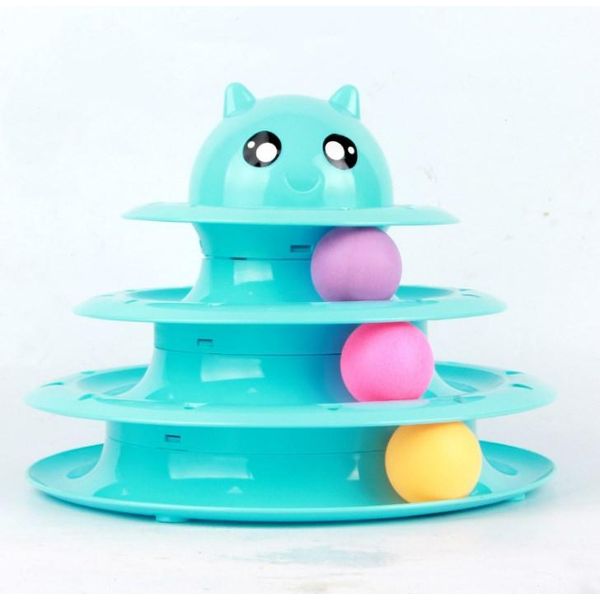 Three-Tier Cat Tower With Rotating Ball Toy - Blue