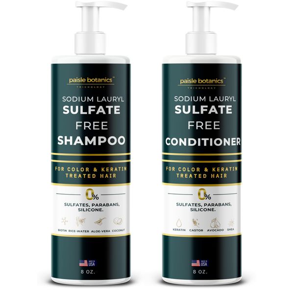 Sodium Lauryl Sulfate Free Shampoo and Conditioner Set Sulfate Free Shampoo and Conditioner For Color Treated Hair ALL NATURAL Women & Men Shampoo and Conditioner SLS Paraben and Sulfate Free Shampoo