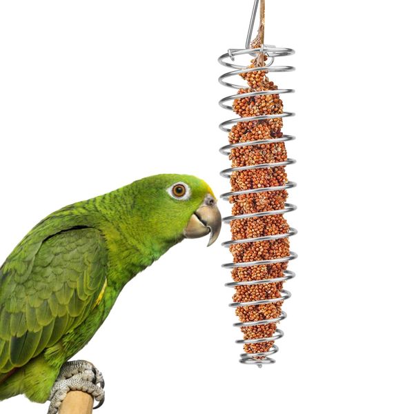 Hypeety Budgie Bird Toy Skewer Fruit Spear Hanging Holder for Budgie Parakeet Cockatiel Conure African Grey Cockatoo Macaw Cage Food Basket Tool