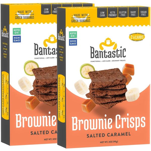 Bantastic Brownie Keto Snack Salted Caramel Crisps - Crunchy Thin Naturally S...