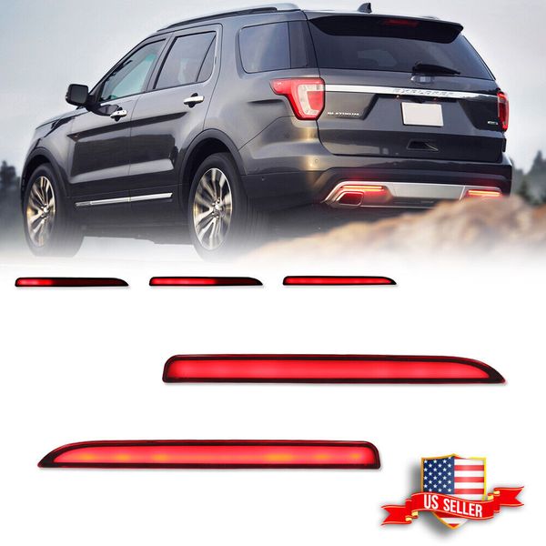 LED Red Rear Tail Light Brake Light Bumper Reflector For 2016-2019 Ford Explorer