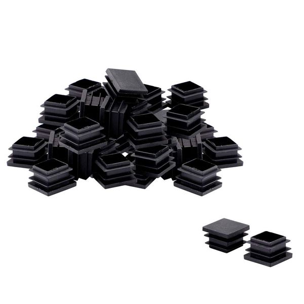 uxcell Pipe Caps 100pcs 100pcs 25x25mm Plastic Square Ribbed Pipe Cap End Cover Cap Inner Size 22-24mm Desk Table Foot Floor Protector