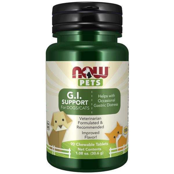NOW Pets G.I. Support Chewable Tablets for Dogs and Cats 90 Count