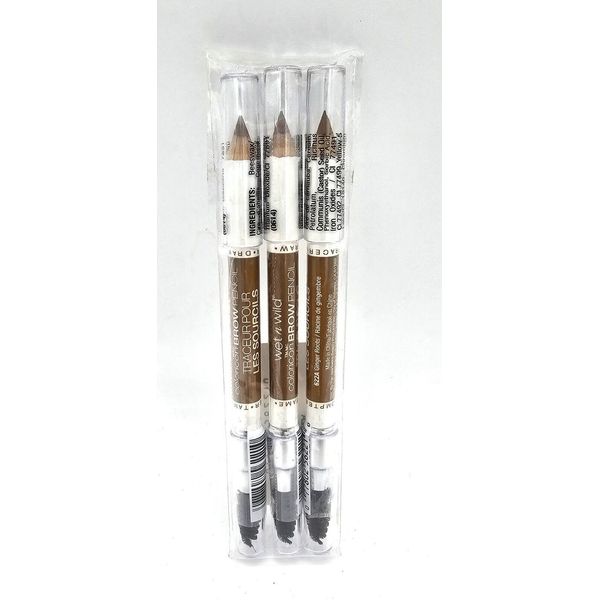 Wet N Wild Color Icon Eyebrow Pencil in Shade #622A Ginger Roots, 3 pk. SEALED!