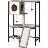 Wooden Cat Tree, Versatile Cat Tower with Scratching Post, Cat Hammock and Food