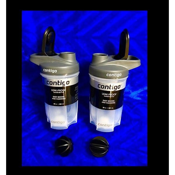 2pk Contigo Protein Shaker Bottles Mixer Cups Shake & Go,20oz Each,leak Proof