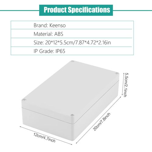 Project Box Electrical Enclosure Box IP65 Waterproof Junction Boxes Cable Connector Electrical Junction Box Outdoor ABS Plastic 200 * 120 * 55mm