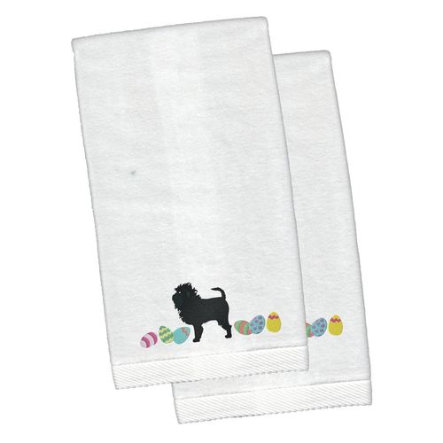 Caroline's Treasures CK1591KTEMB Affenpinscher Easter White Embroidered Plush Hand Towel Set of 2 Decorative Bathroom Guest Towel for Hand, Face, Hair, Tea, Dishcloth, Kitchen and Bath