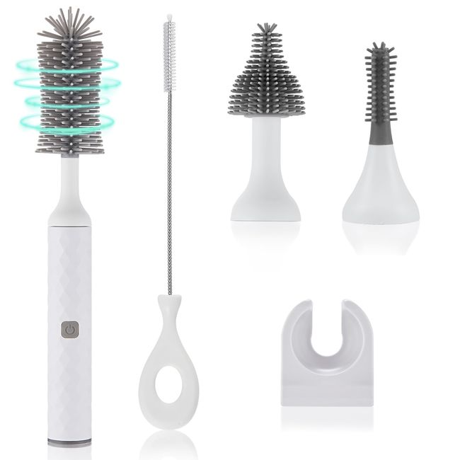 biqin Electric Cleaning Brush Set 4 Piece Multi-Purpose Cleaner Brushes,360° high-Speed Rotation Cleaning,1500mAh,Waterproof IPX65,Perfect Household Cleaning Brushes(White)