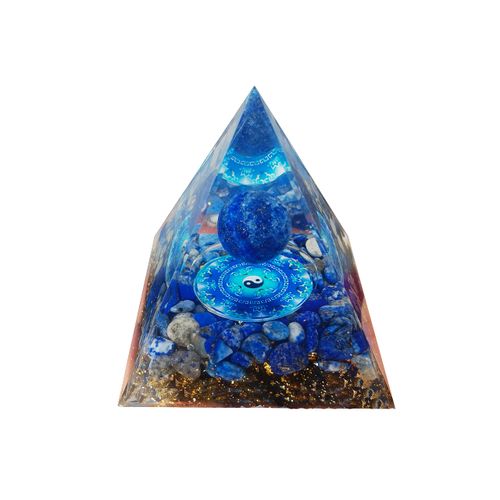 Crystal Pyramid Orgone Pyramid Moonstone Crystal Ogan Crystal Energy Tower Nature Reiki Chakra Crushed Stone Jewelry Flower of Life Crystal Orgonite Pyramid Home Decor Gifts 6cm