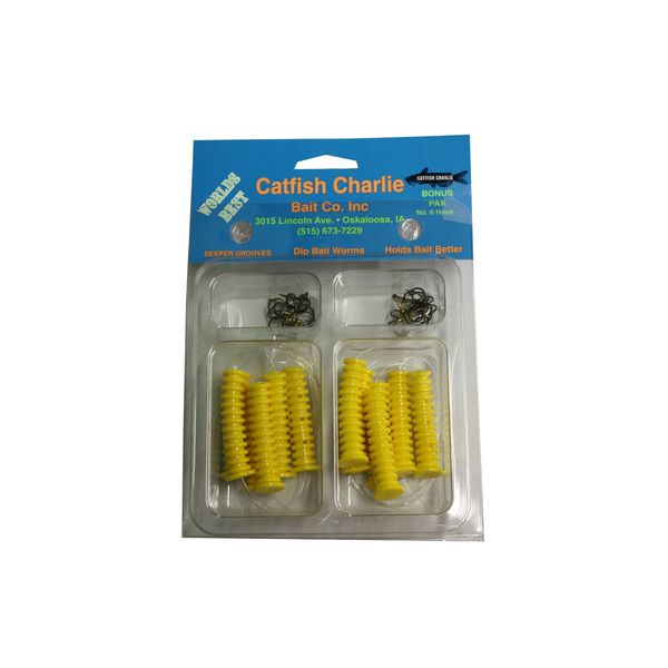 Catfish Charlie DBH-12-06 Dip Bait Worm Yell 12Pk