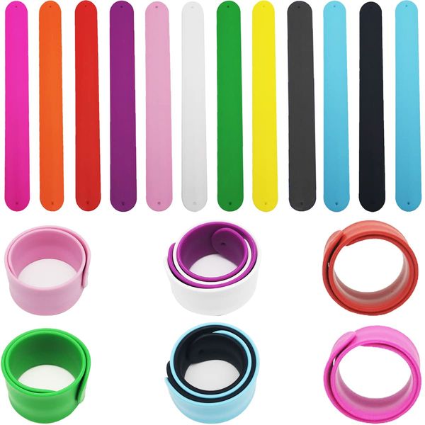 CTRICALVER Schnapparmbänder, 12 pcs Slap Armbänder aus Silikon, DIY Slap Armband, für Familien Bastelset Party Favors (12 Farben)