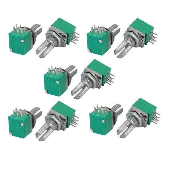 Sourcingmap 10pcs B Double Linear 6mm Dia Knurled Shaft Rotary Potentiometer