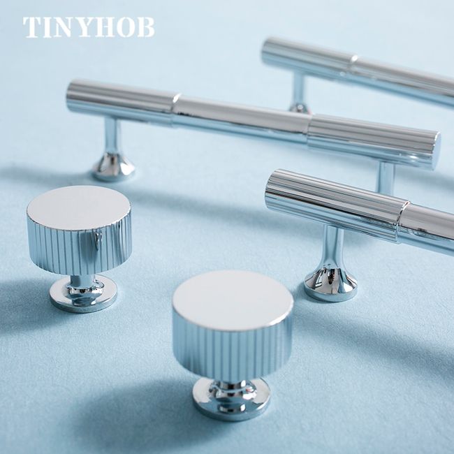 Cabinet Modern Style/Bright Chrome Vertical Line Solid Brass Drawer Knobs T Bar Handle Bedroom Pulls Kitchen Door, [04] C-4452-130MM