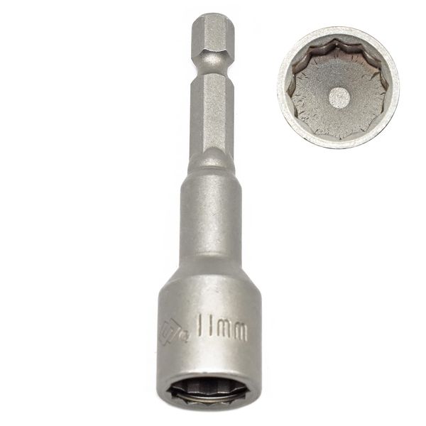 11mm Bi-Hex Non Magnetic Tek Driver Bit 1/4" Nut Setter Socket Bits Adaptor