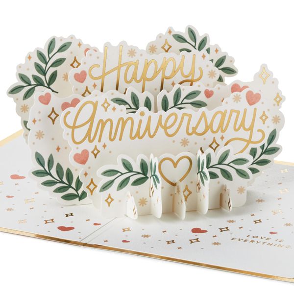 Hallmark Paper Wonder Anniversary Card - 3D Pop-Up Gold Design