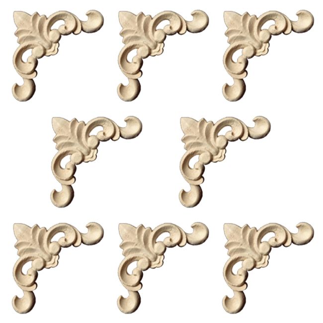 Felimoa Wooden Decal Corner Door Furniture European Style Set of 8 (8cm)