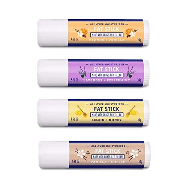 FATCO Fat Stick and All Purpose Moisturizing Stick for Dry Areas on your Face, Lips, and Body - Variety 4-Pack (0.5 oz)