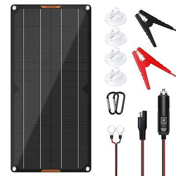 Solar Battery Charger 10W 12V Solar Panel Car Battery Maintainer Portable Wat...