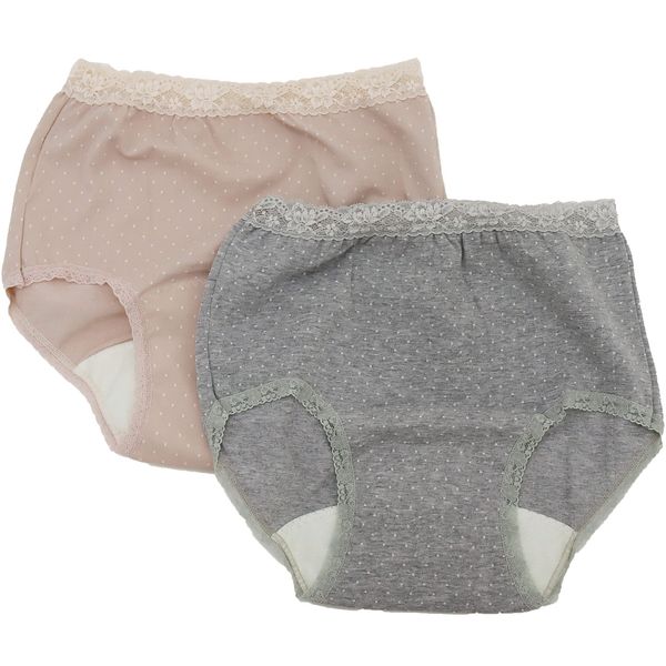 Bantan Dotted Pattern, 2-Color Set, Made in Japan, Incontinence Pants, For Women, Postpartum Urinary Leak Pants, 1.7 fl oz (50 cc), Stylish, Dot pattern 2 color set, M