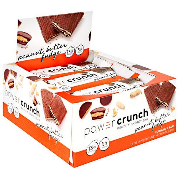 Power Crunch Whey Protein Bars, High Protein Snacks with Delicious Taste, Peanut Butter Fudge, 1.4 Ounce (12 Count)