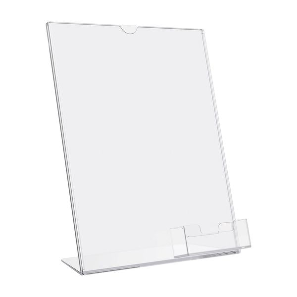 Deflecto Superior Image Slanted Sign Holder with Business Card Holder, Clear, 8-1/2” x 11” (590601)