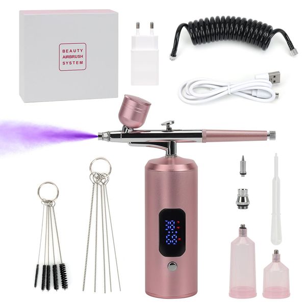 Ulable Airbrush Kit,Multifunktions Dual Action Airbrush Set,Airbrush Set,Kabelloses Airbrush-Kit, für Make-up Kunst Handwerk,Nagelkunst,Kuchen Tattoo Modell,airbrush set kinder