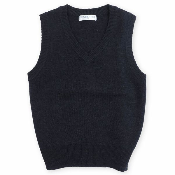 ASHBERRY School V Neck Sweater Vest/ 30 % Wool Blend Knit/Unisex/Unbranded/Navy/Washable (11000) - nvy