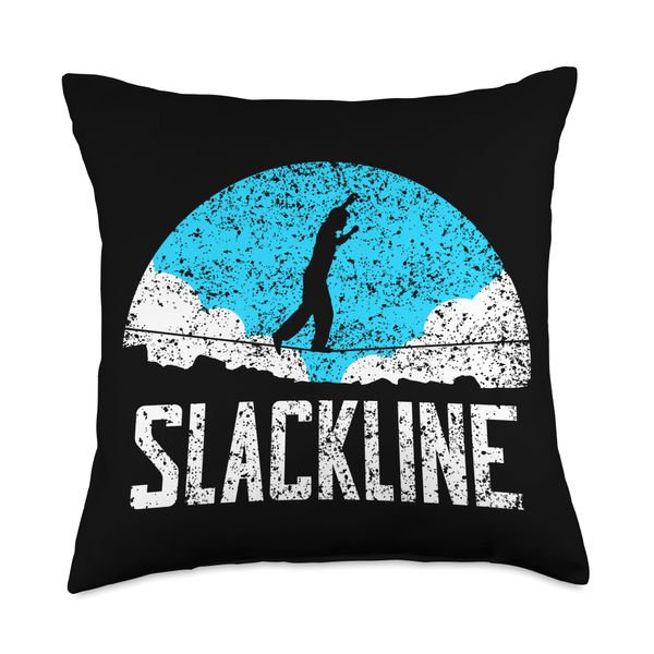 Slackline Slackliner Slacklines Lover Slacklining Slackline Throw Pillow, 18x18, Multicolor