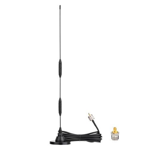 Eightwood Car Mobile Ham Radio Antenna High Gain Dual Band VHF UHF 136-174MHz 400-480MHz PL259 Male Antennae Magnetic Base with SMA Female to SO239 Adapter for BTECH Anytone Baofeng Radios