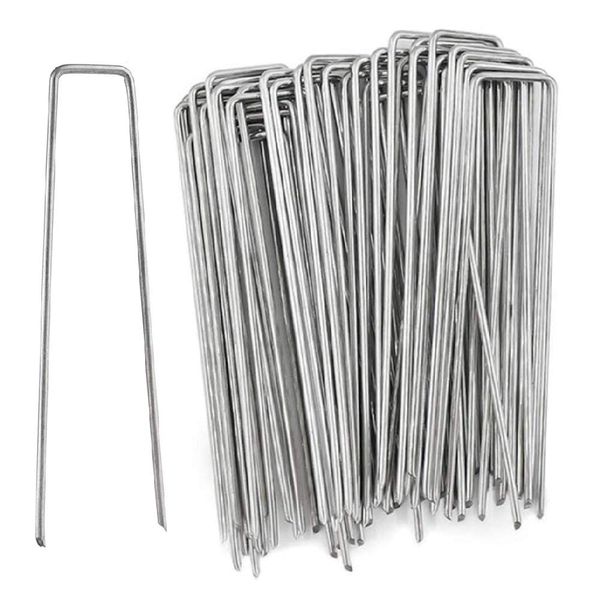 Garden Pegs Stakes Staples Securing Lawn U Shaped Nail Pins, Ideal for Securing Lawn Farm Sod Weed Barrier Landscape Grass Fabric Netting(2.5mm,30ps)