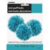 Unique Party Caribbean Teal 9 Inch Hanging Paper Puff Decorations (3 Pack)
