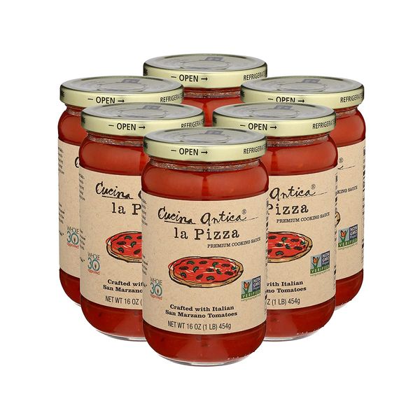 Cucina Antica - La Pizza Pasta Sauce - 16 oz (Pack of 6) - Non GMO, Gluten Free, No Sugar Added