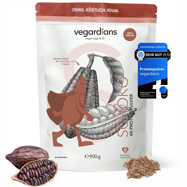 Vegardians veganes Protein Pulver Schoko 900g - vegan Protein laktosefrei, glutenfrei & ohne künstliche Aromen - Premium Schoko Proteinpulver made in Germany