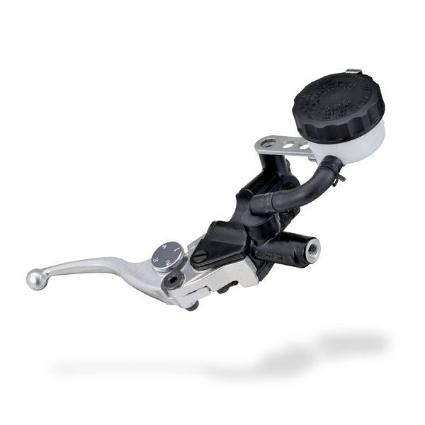 Daytona Nissin 49017 Brake Master Cylinder, Horizontal, 1/2 Inch, Black Body, Buffed Clear Adjustable Short Lever