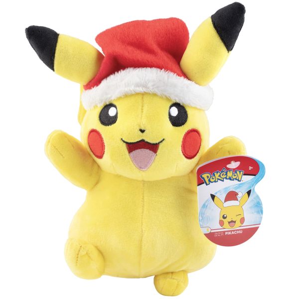 Pokémon 8" Pikachu Holiday Christmas Plush w/Santa Hat Accessory - Officially Licensed - Generation 1 Starter - Stuffed Animal Toy Figure - Stocking Stuffer Gift Kids, Boys, Girls - 2+