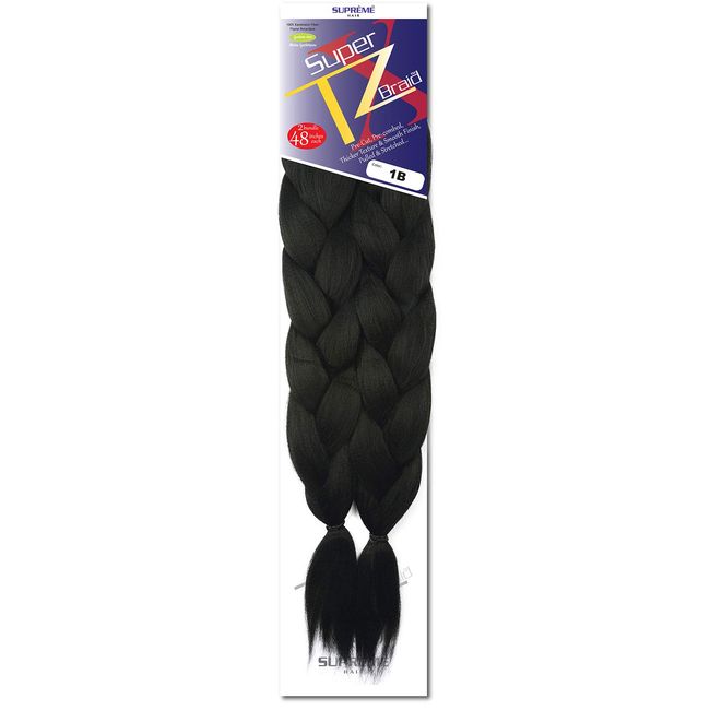 Supreme Super X TZ Braid Pre Stretched Pre Cut Pre Combed Expression Hair for Braiding 2 Bundles in 1 Pack 48 Inches (1B)