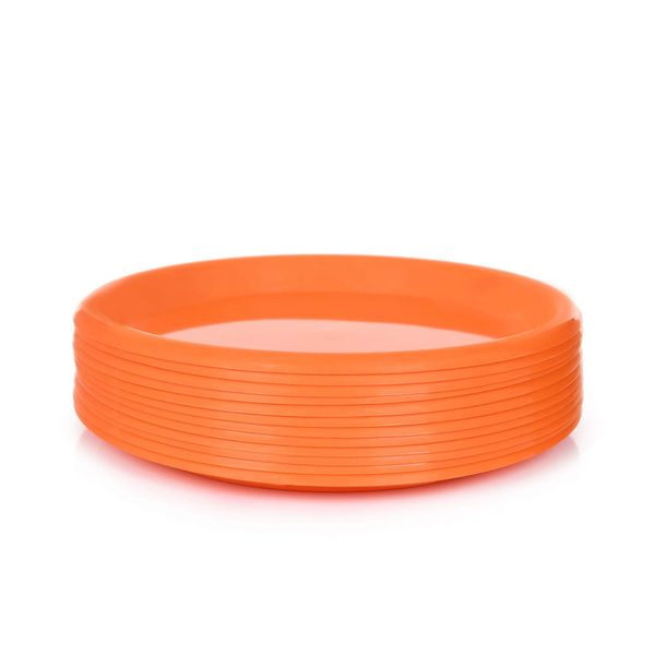 Mintra Home Reusable Plastic Plates (Orange, Large 12pk (8.5in))