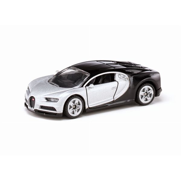 siku 1508, Bugatti Chiron Sports Car, Toy car for children, Metal/Plastic, Silver/Black, Opening doors