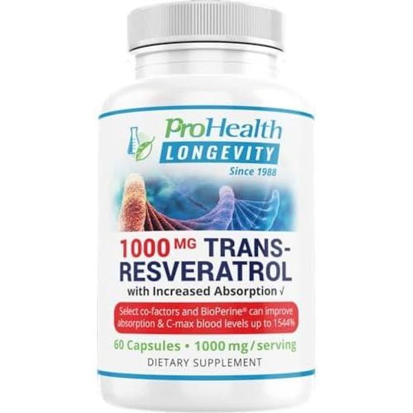 ProHealth Trans Resveratrol Effectiveness 1000mg + Quercetin + Red Wine Extract (60 capsules)