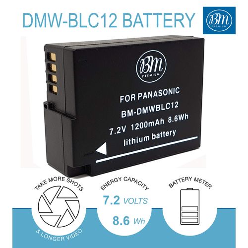 BM Premium High Capacity 2 DMW-BLC12 Batteries and Charger for Panasonic Lumix DC-FZ1000 II DC-G95 DC-G97 DMC-G85 DMC-GH2 DMC-G5 DMC-G6 DMC-G7 DMC-GX8 DMC-FZ200 DMC-FZ300 DMC-FZ1000 DMC-FZ2500 Cameras