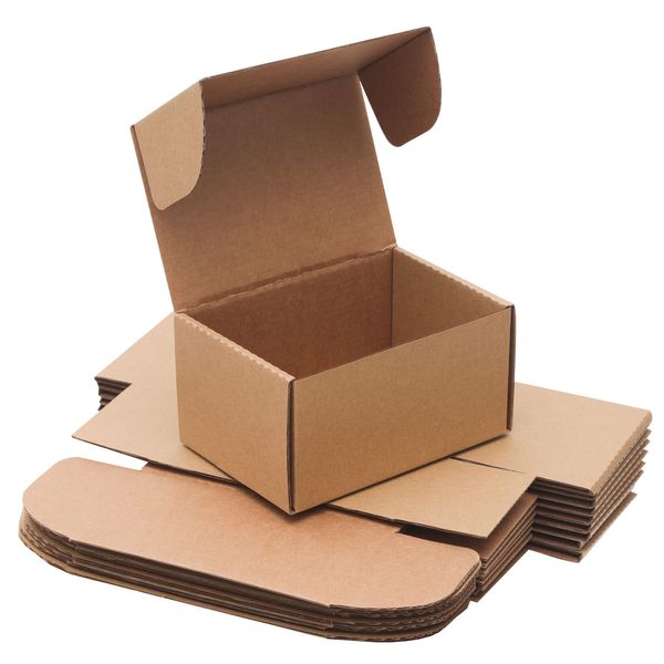 10 Pack Small Shipping Boxes 6x4x3'' Corrugated Small Cardboard Boxes for Shipping, Recyclable Packaging Boxes for Small Business, Mailer, Gift Packing, Crafts Packing, Jewelry Box Shipping, Brown