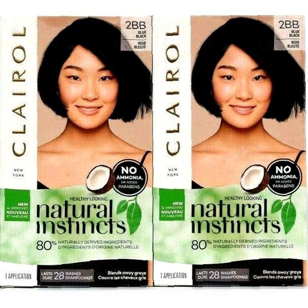 2 Clairol Natural Instincts 2BB Blue Black Hair Color-NO CONDITIONERS In BOX