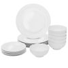18-Piece Kitchen Dinnerware Set Service for 6 Include Bowls and Dishes White