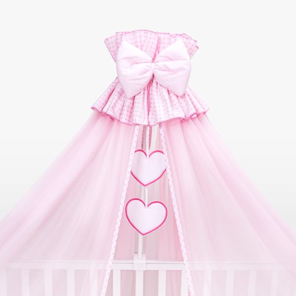 Luxury Baby Cot Bed Crown Canopy/Mosquito Net 480 cm Only (Hearts Pink)