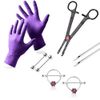 LionGothic Professional Nipple Ring Piercing Kit with 2 Heart Nipple Shields Gloves,Needles,Tool